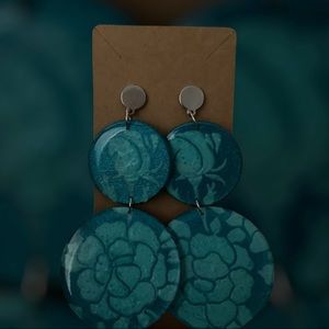 NWOT handcrafted, hand painted wood earrings with stainless steel accents!